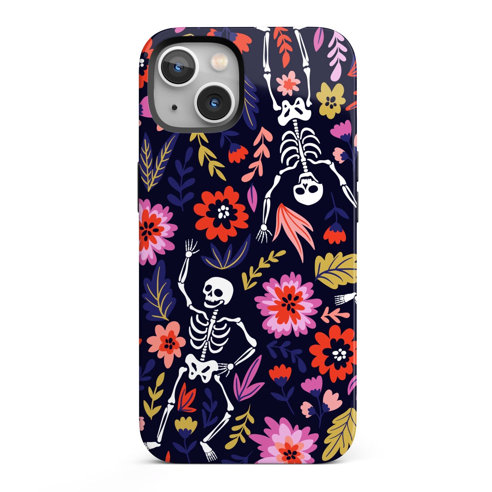 Floral Skeleton iPhone 13 Full Wrap 3D Tough Case