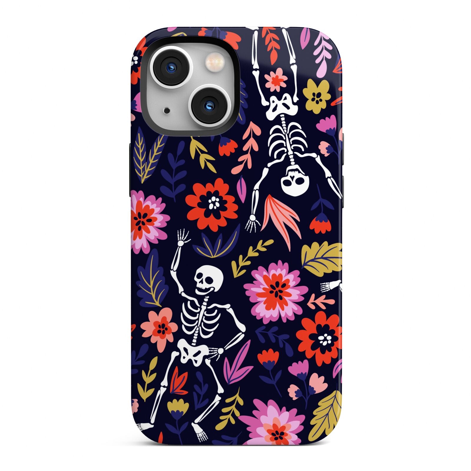 Floral Skeleton iPhone 13 Mini Full Wrap 3D Tough Case