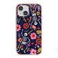 Floral Skeleton iPhone 13 Mini TPU Impact Case with Pink Edges