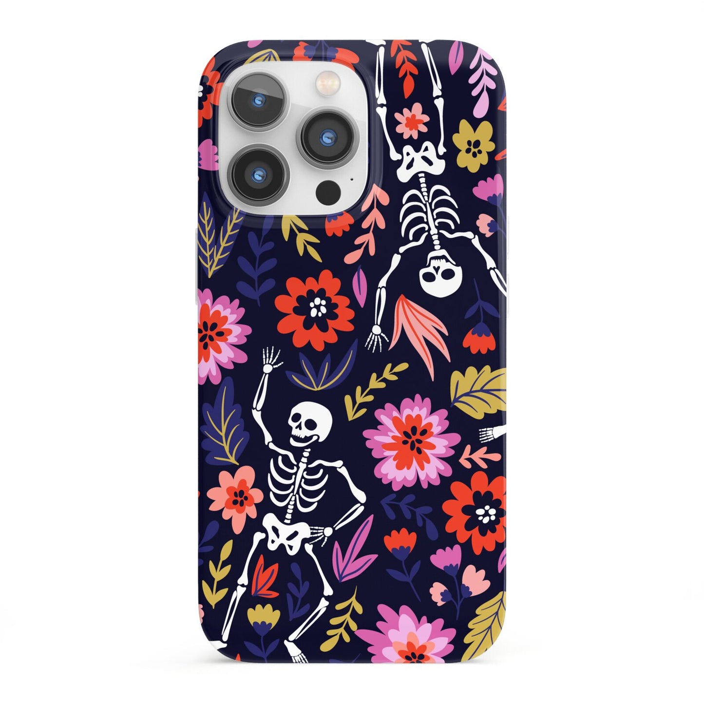 Floral Skeleton iPhone 13 Pro Full Wrap 3D Snap Case