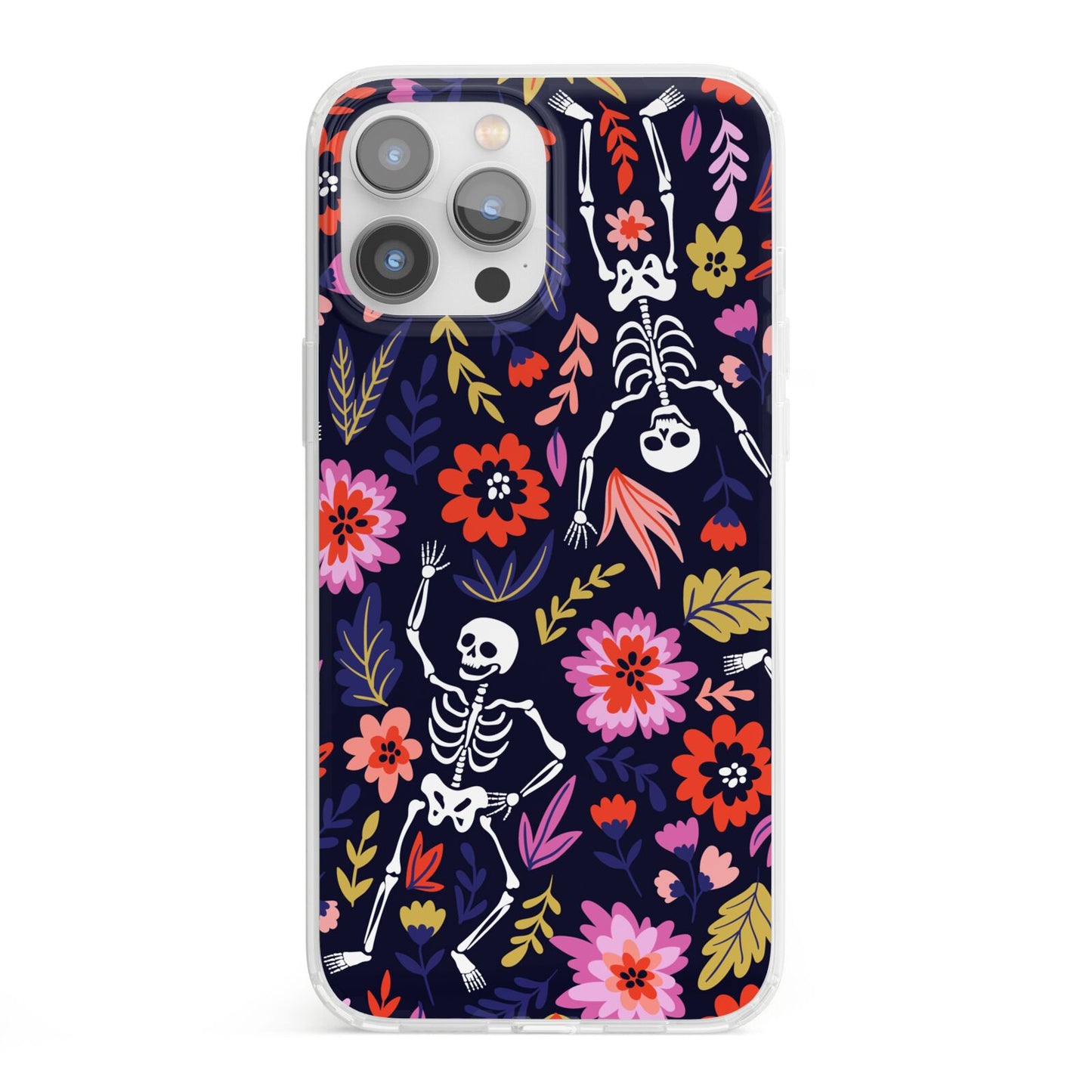 Floral Skeleton iPhone 13 Pro Max Clear Bumper Case