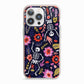 Floral Skeleton iPhone 13 Pro TPU Impact Case with Pink Edges