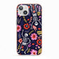 Floral Skeleton iPhone 13 TPU Impact Case with Pink Edges