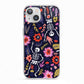 Floral Skeleton iPhone 13 TPU Impact Case with White Edges