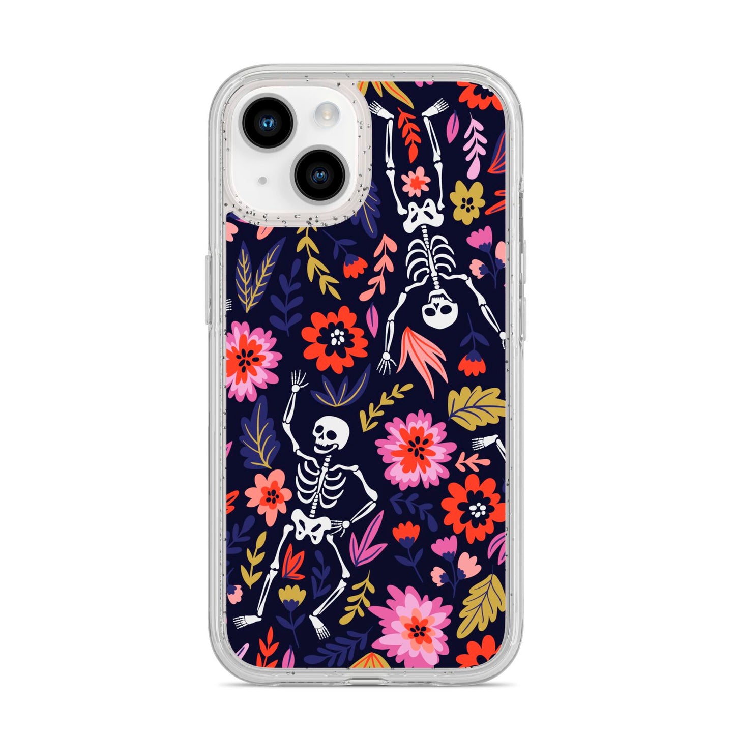 Floral Skeleton iPhone 14 Glitter Tough Case Starlight