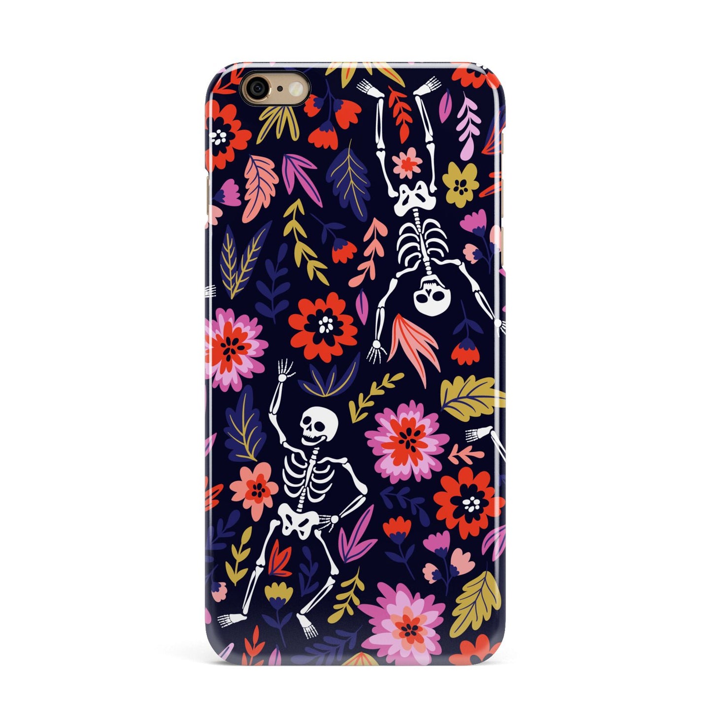 Floral Skeleton iPhone 6 Plus 3D Snap Case on Gold Phone