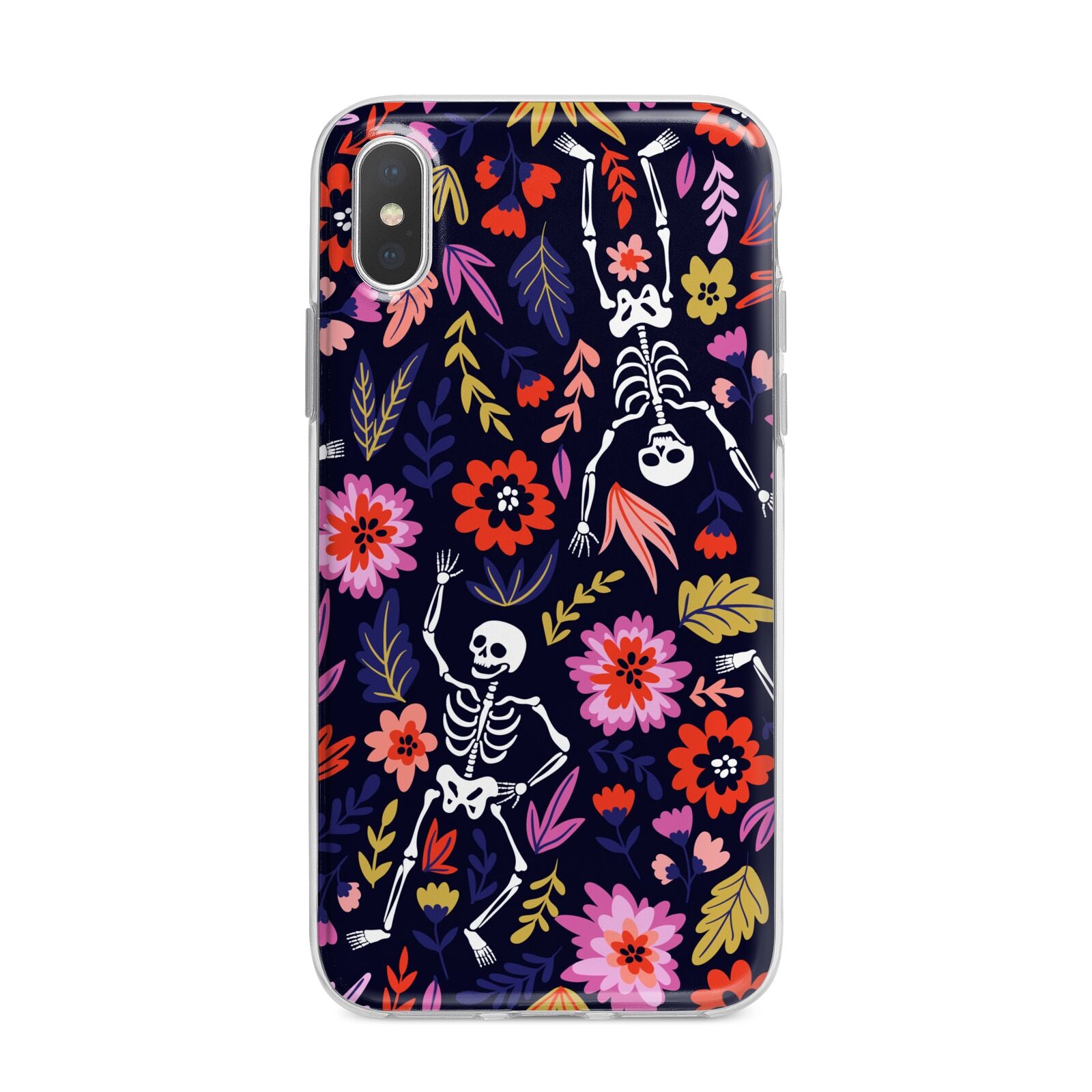 Floral Skeleton iPhone X Bumper Case on Silver iPhone Alternative Image 1