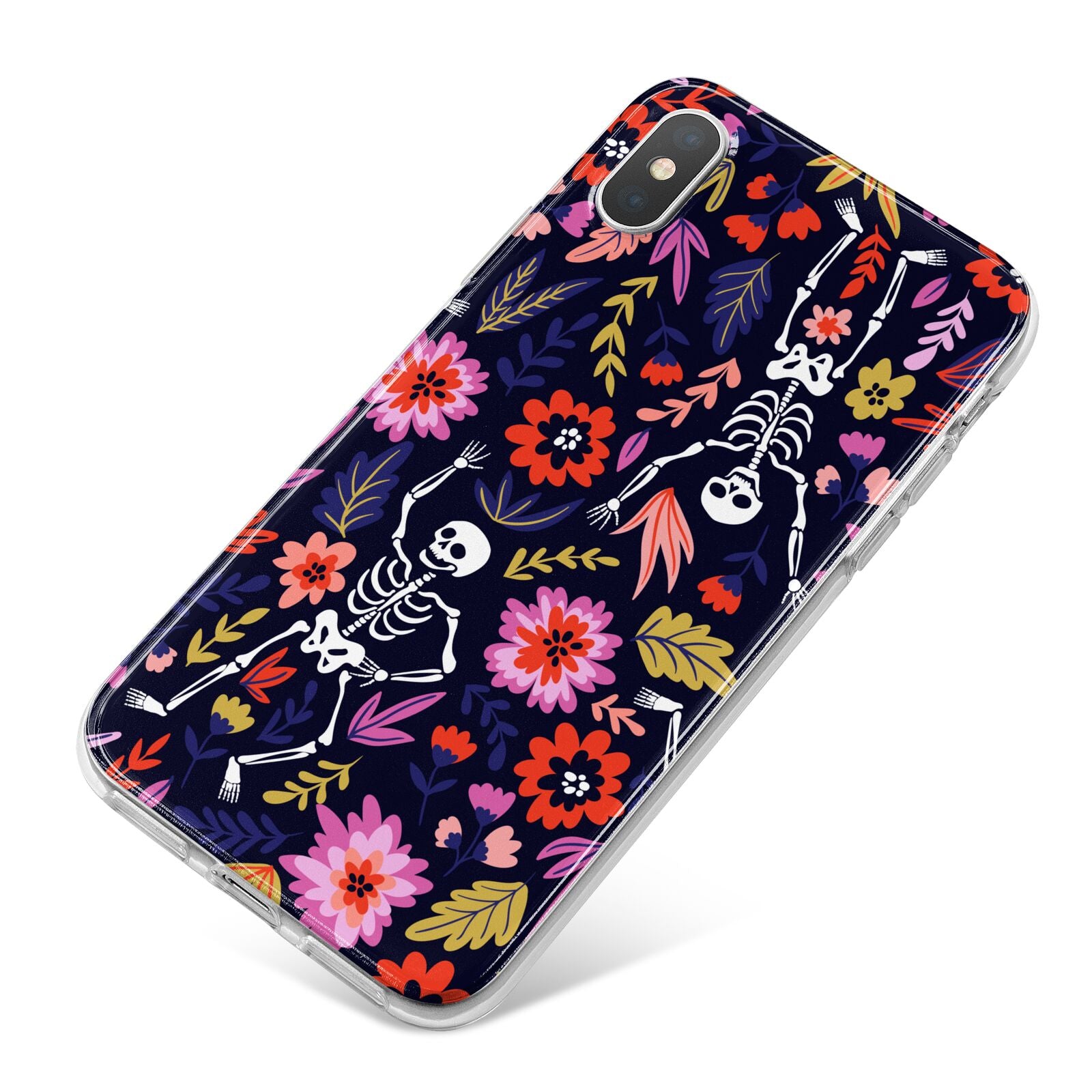 Floral Skeleton iPhone X Bumper Case on Silver iPhone