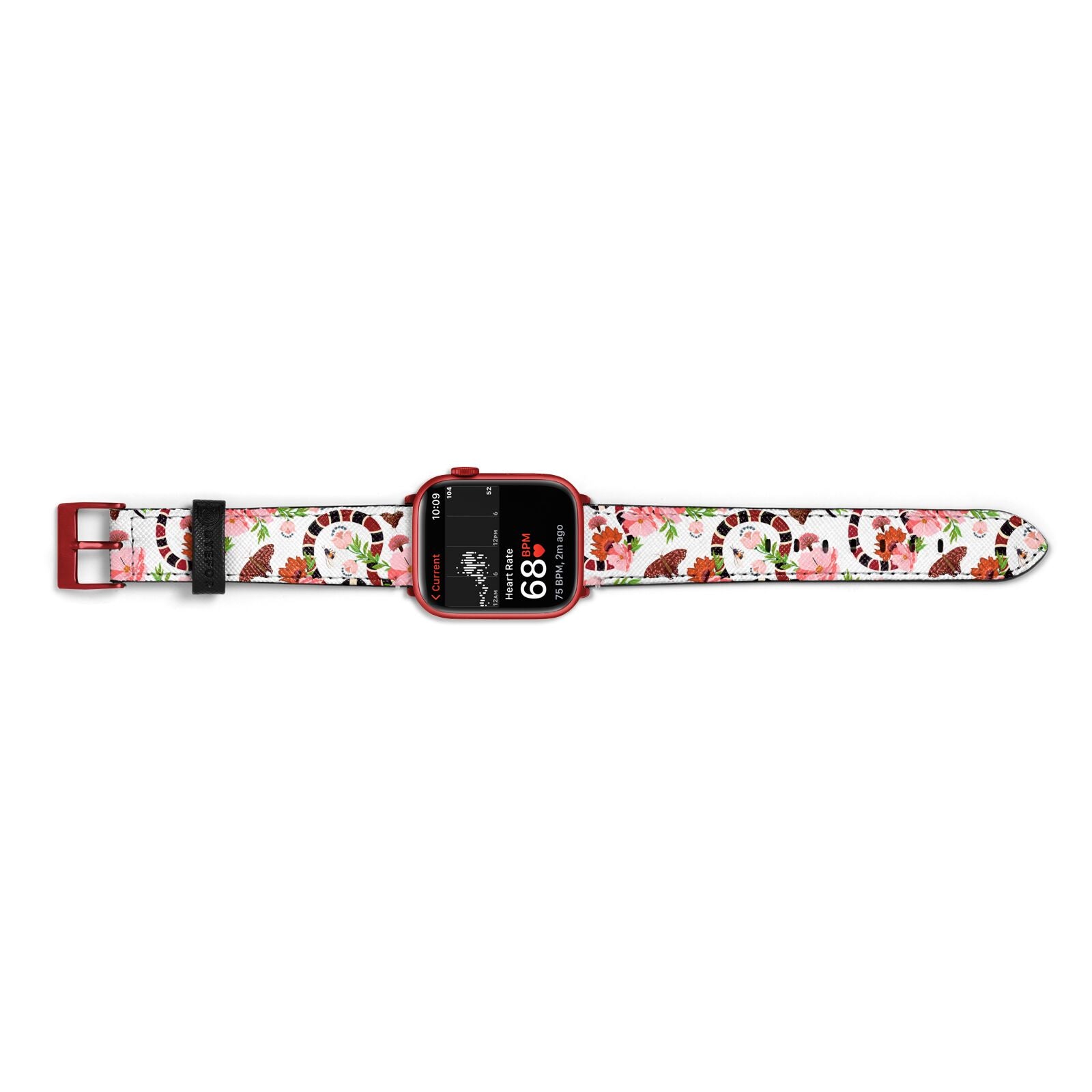 Floral Snake Apple Watch Strap Size 38mm Landscape Image Red Hardware