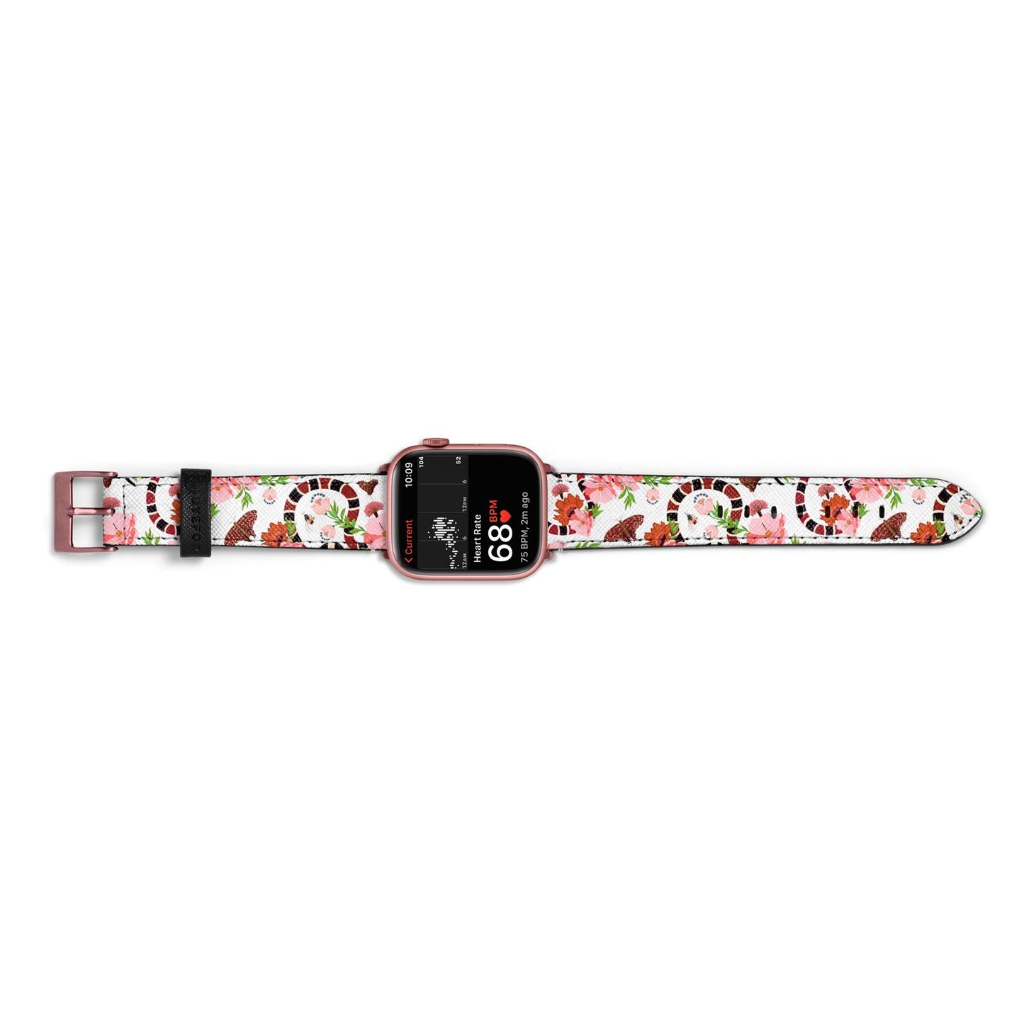 Floral Snake Apple Watch Strap Size 38mm Landscape Image Rose Gold Hardware