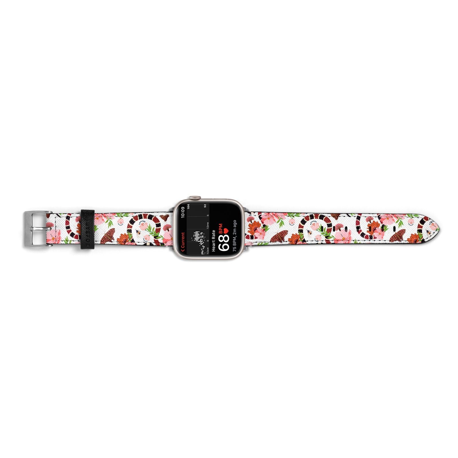 Floral Snake Apple Watch Strap Size 38mm Landscape Image Silver Hardware