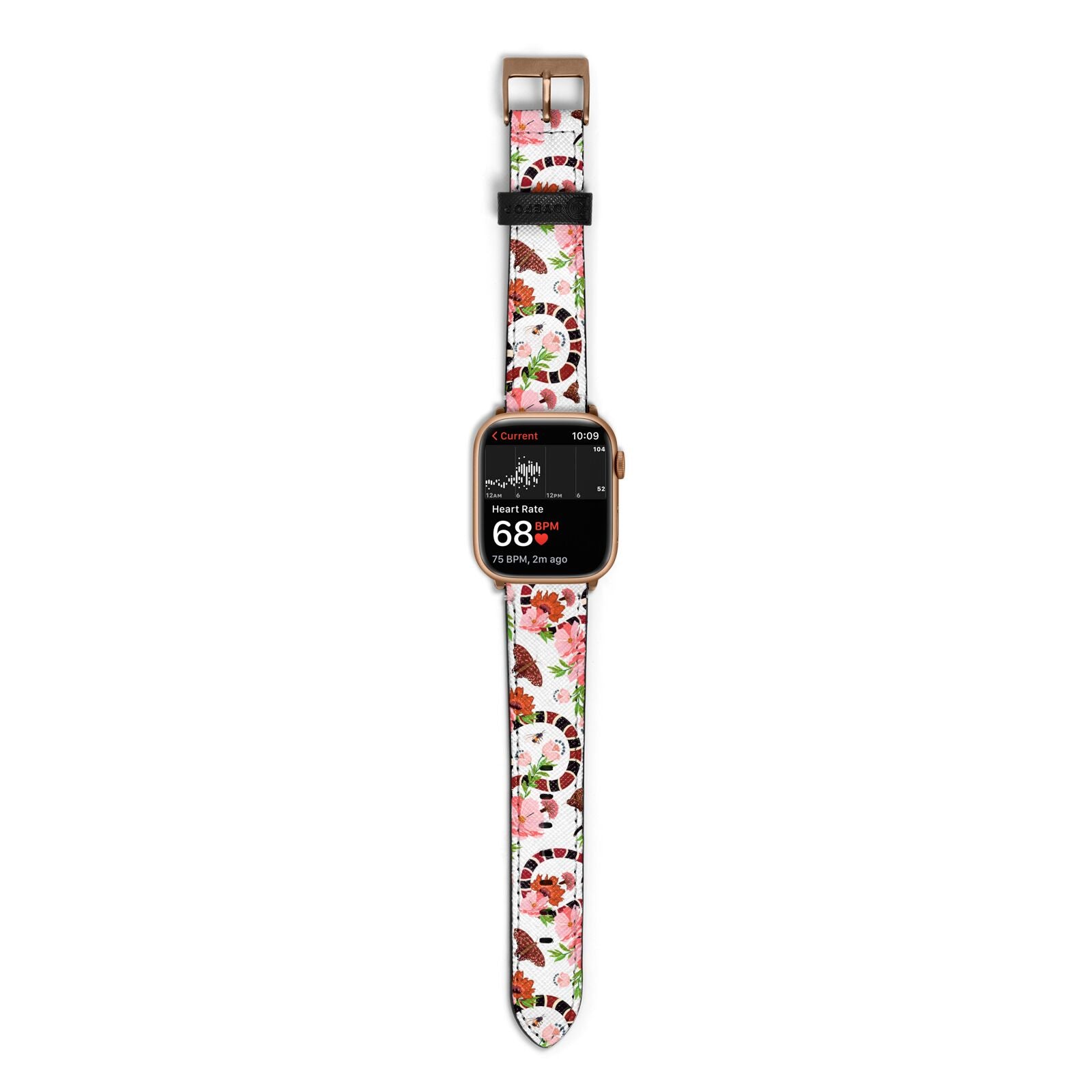 Floral Snake Apple Watch Strap Size 38mm with Gold Hardware
