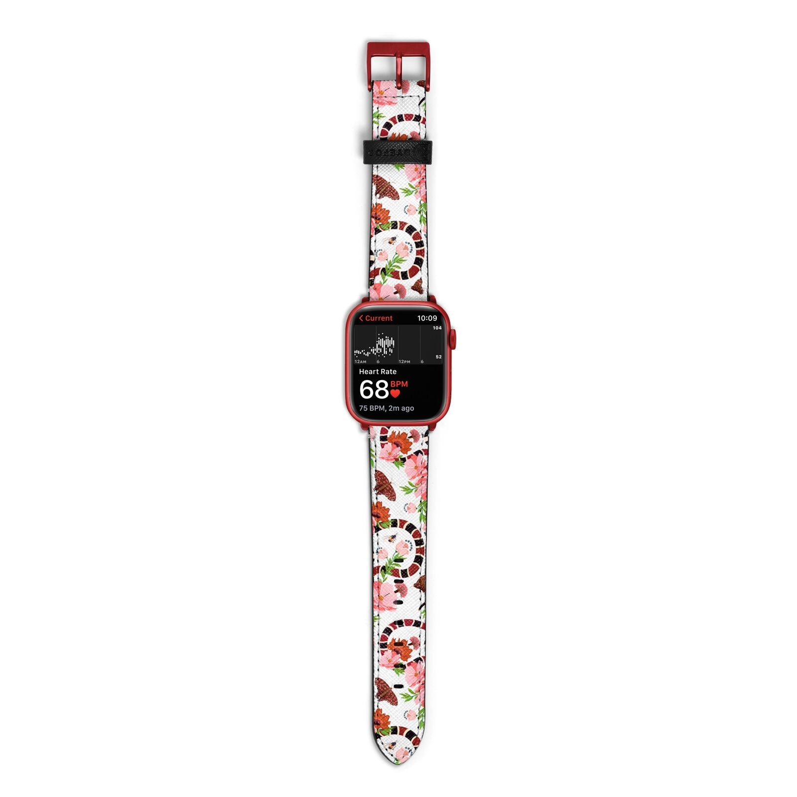 Floral Snake Apple Watch Strap Size 38mm with Red Hardware