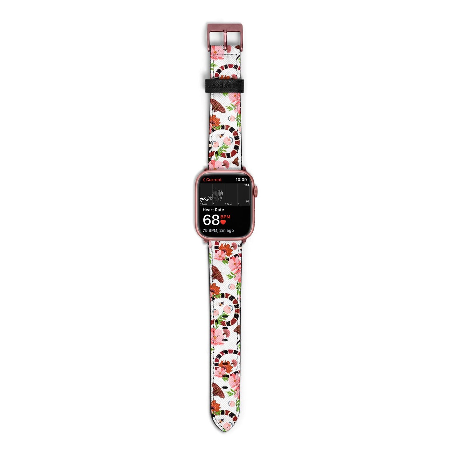 Floral Snake Apple Watch Strap Size 38mm with Rose Gold Hardware