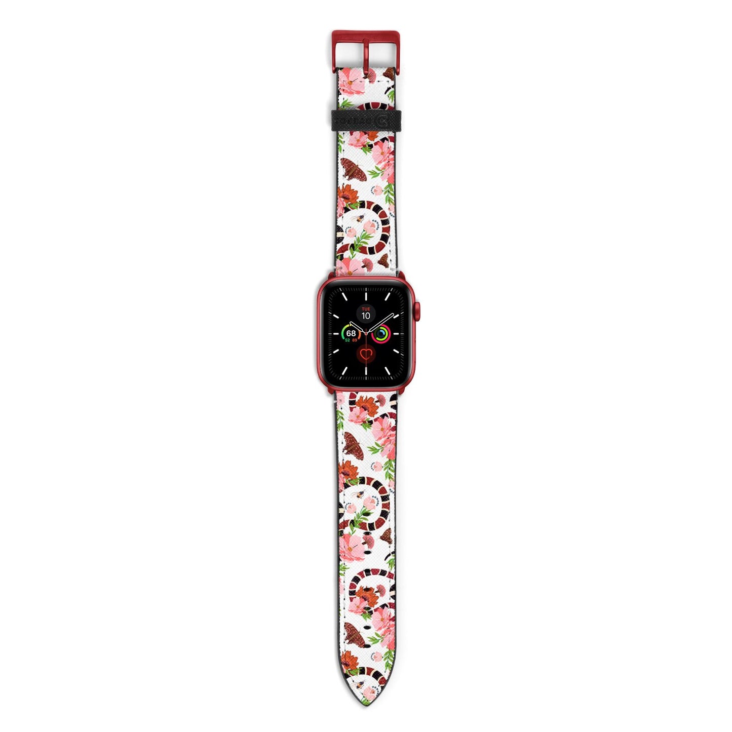 Floral Snake Apple Watch Strap with Red Hardware