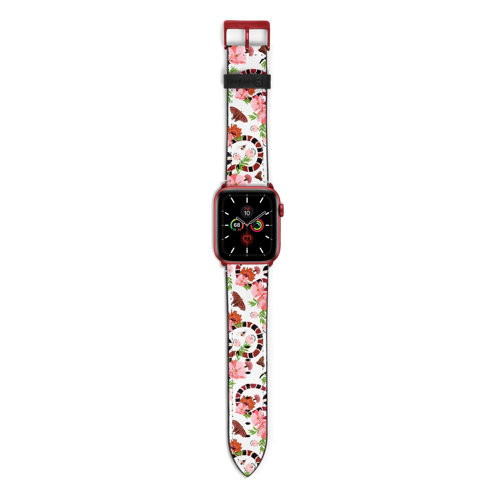 Floral Snake Apple Watch Strap with Red Hardware
