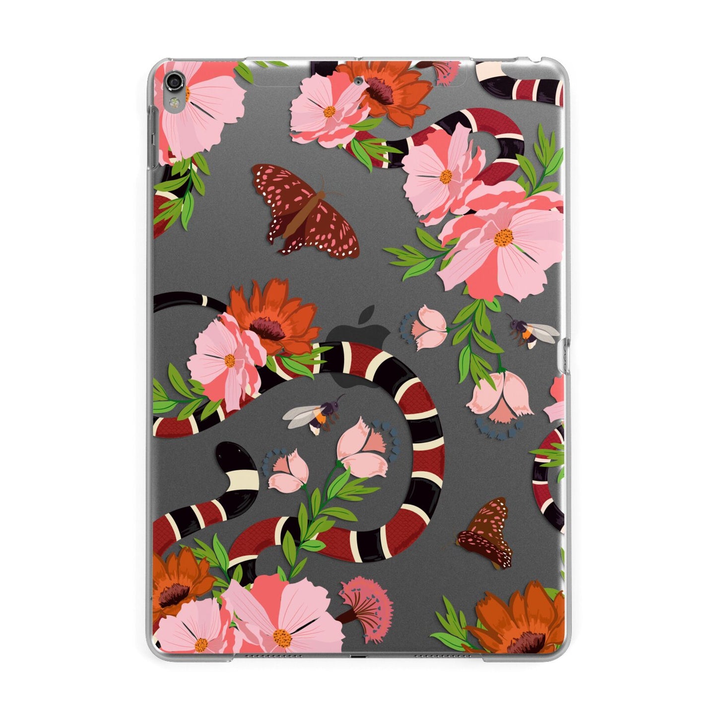 Floral Snake Apple iPad Grey Case