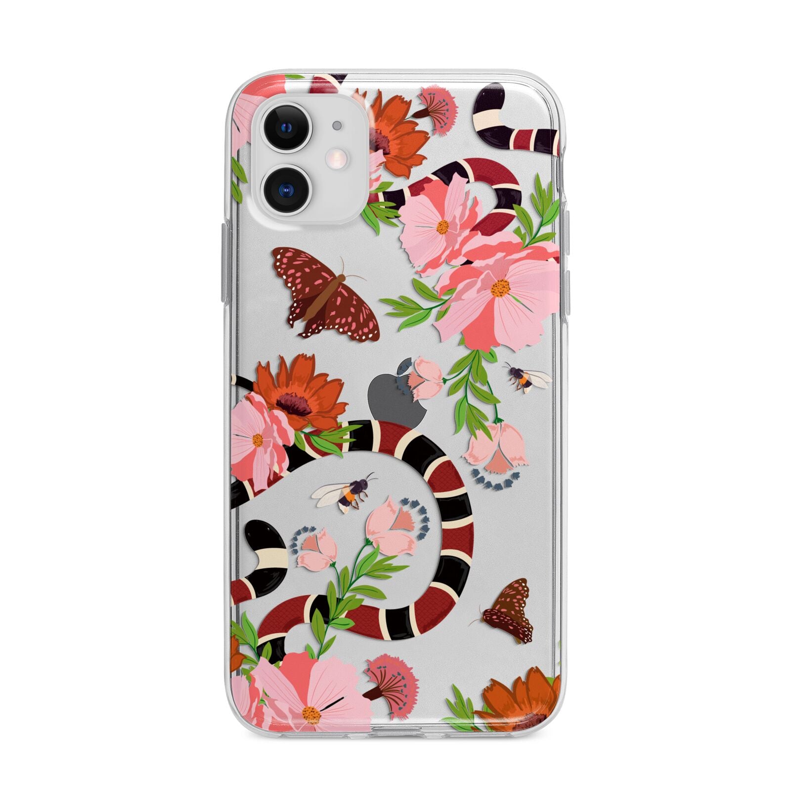 Floral Snake Apple iPhone 11 in White with Bumper Case