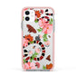 Floral Snake Apple iPhone 11 in White with Pink Impact Case