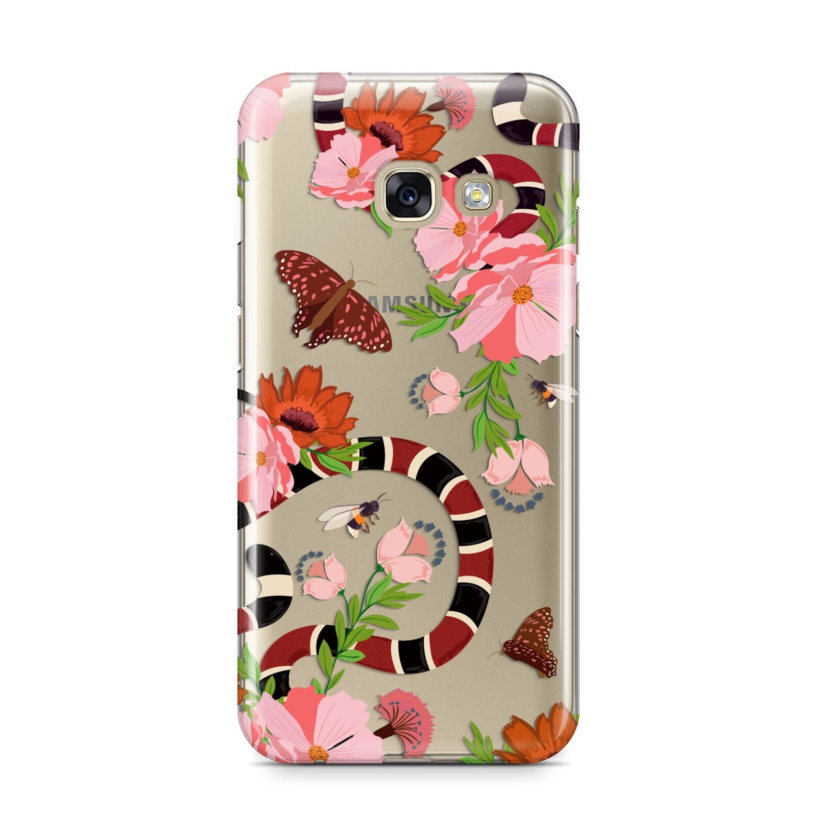 Floral Snake Samsung Galaxy A3 2017 Case on gold phone