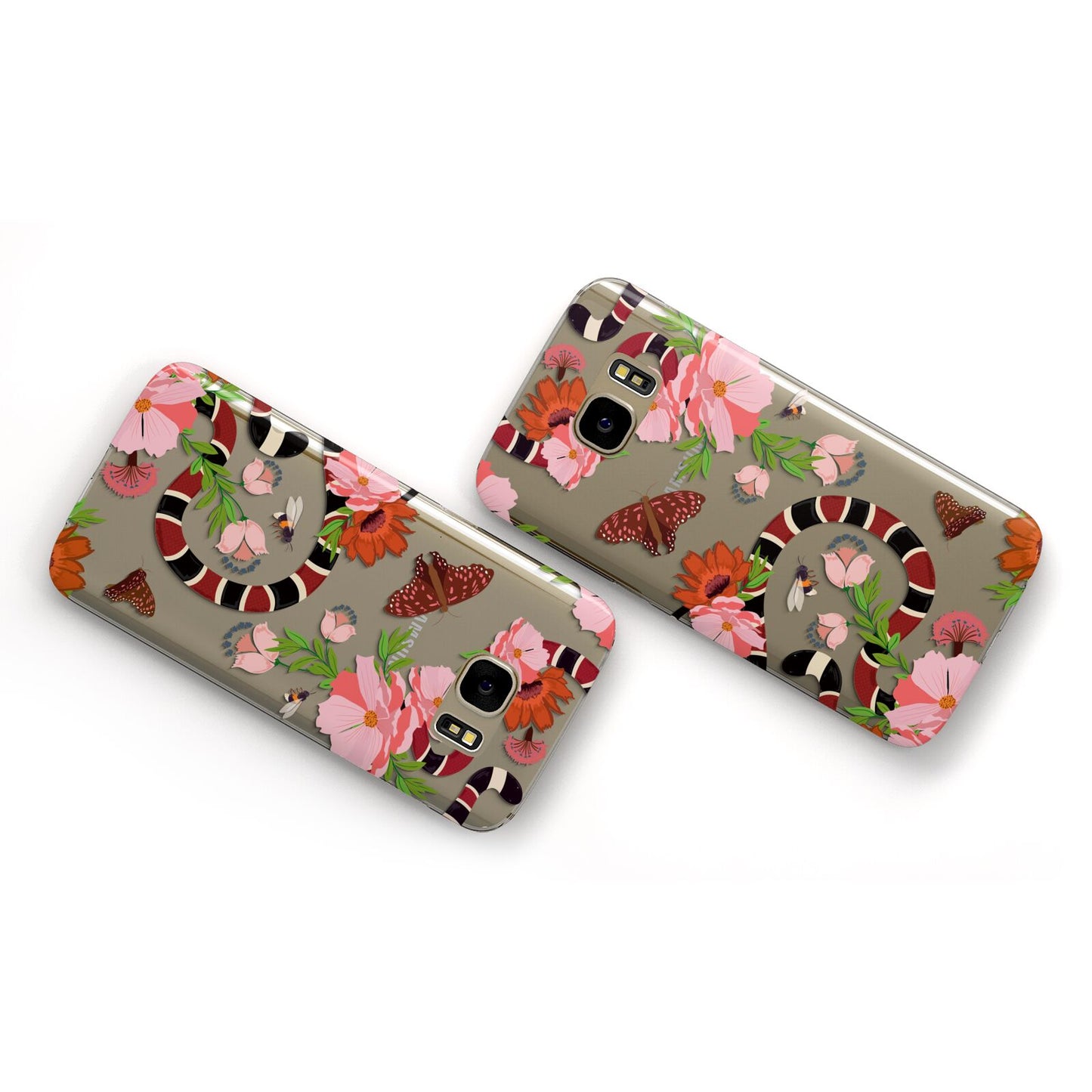 Floral Snake Samsung Galaxy Case Flat Overview