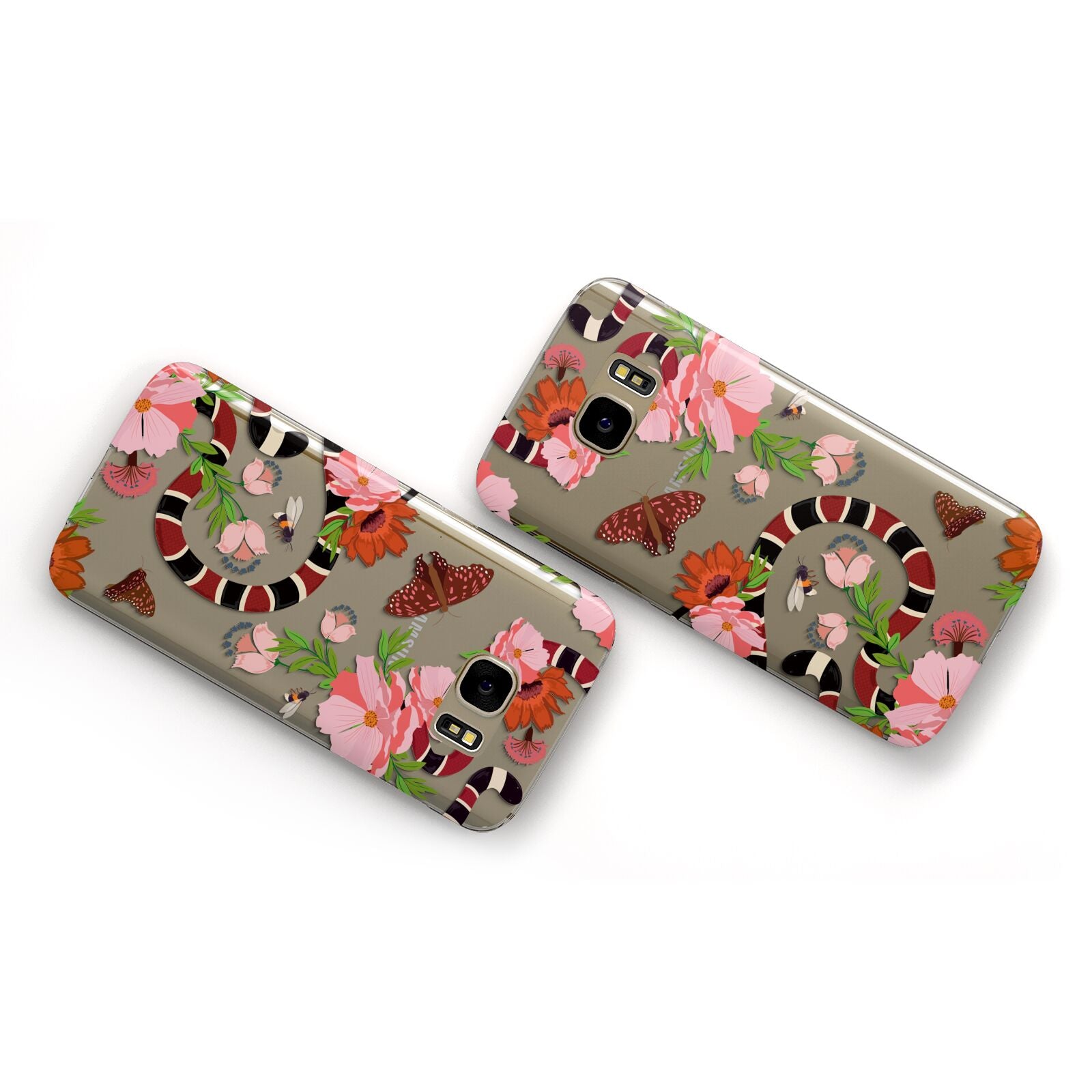 Floral Snake Samsung Galaxy Case Flat Overview