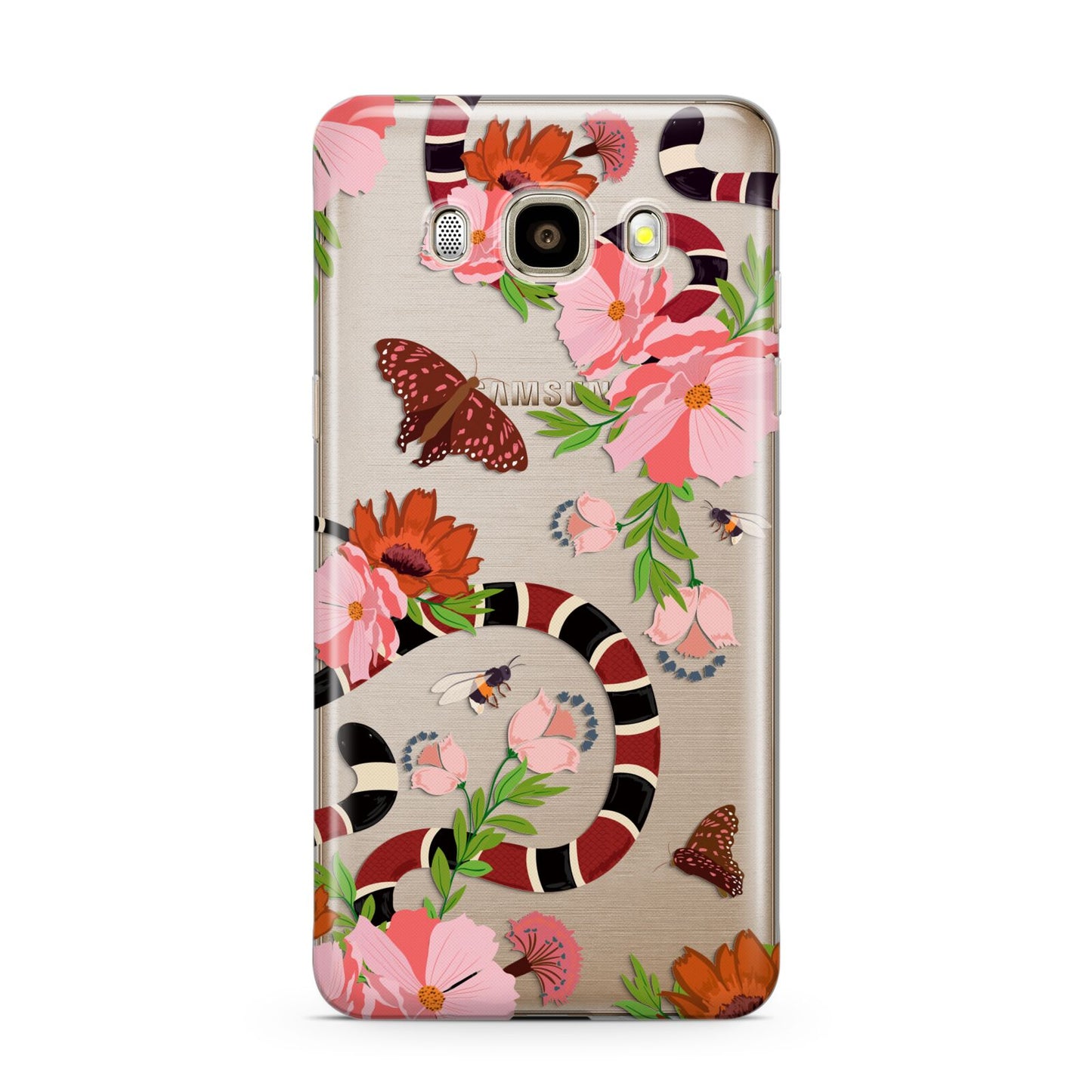 Floral Snake Samsung Galaxy J7 2016 Case on gold phone