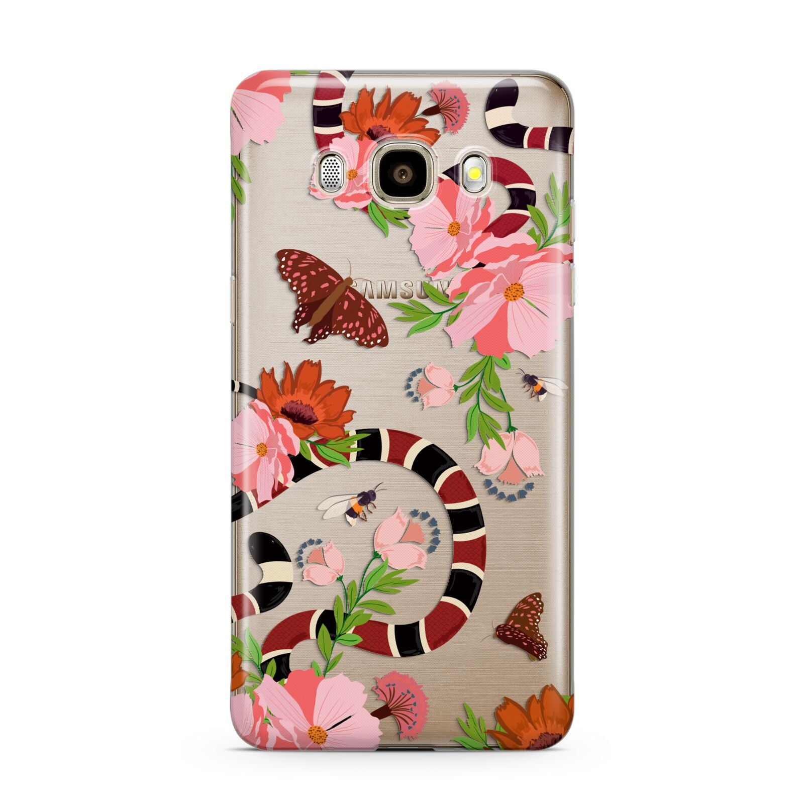 Floral Snake Samsung Galaxy J7 2016 Case on gold phone