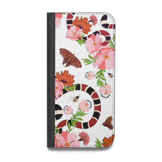 Floral Snake Vegan Leather Flip iPhone Case