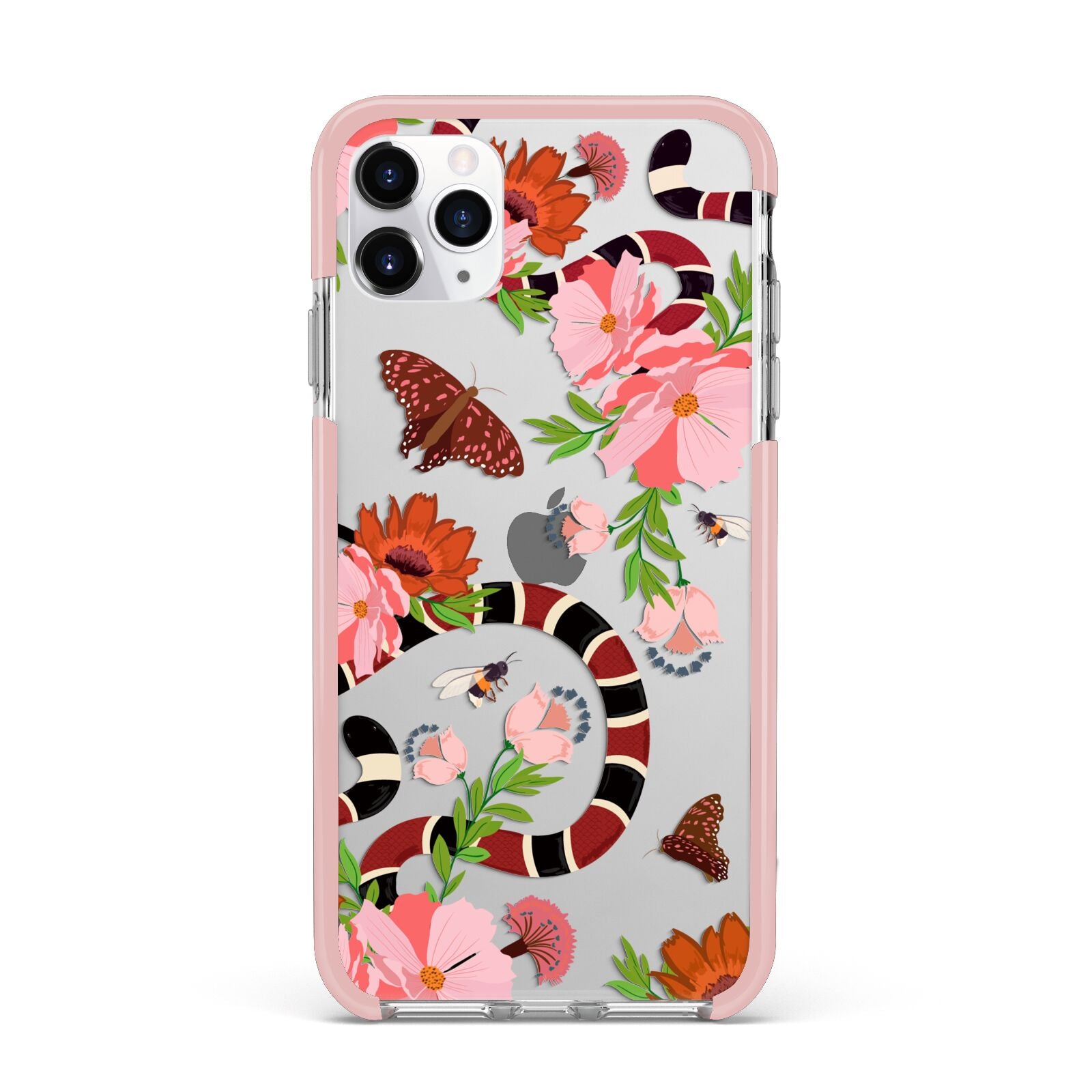 Floral Snake iPhone 11 Pro Max Impact Pink Edge Case