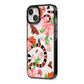 Floral Snake iPhone 13 Black Impact Case Side Angle on Silver phone