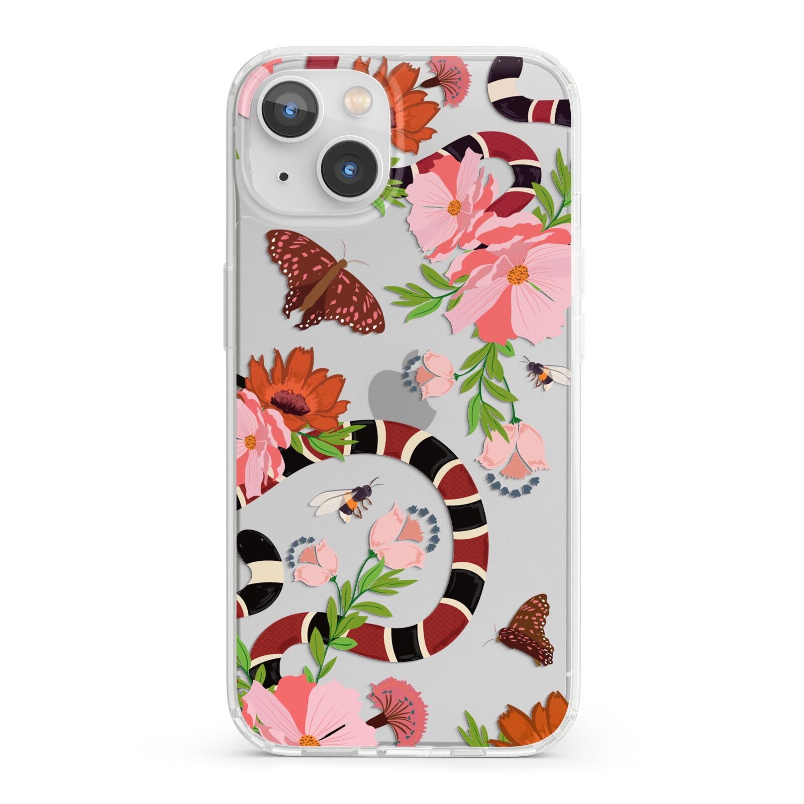 Floral Snake iPhone 13 Clear Bumper Case