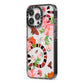 Floral Snake iPhone 13 Pro Black Impact Case Side Angle on Silver phone