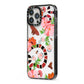 Floral Snake iPhone 13 Pro Max Black Impact Case Side Angle on Silver phone
