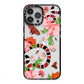 Floral Snake iPhone 13 Pro Max Black Impact Case on Silver phone