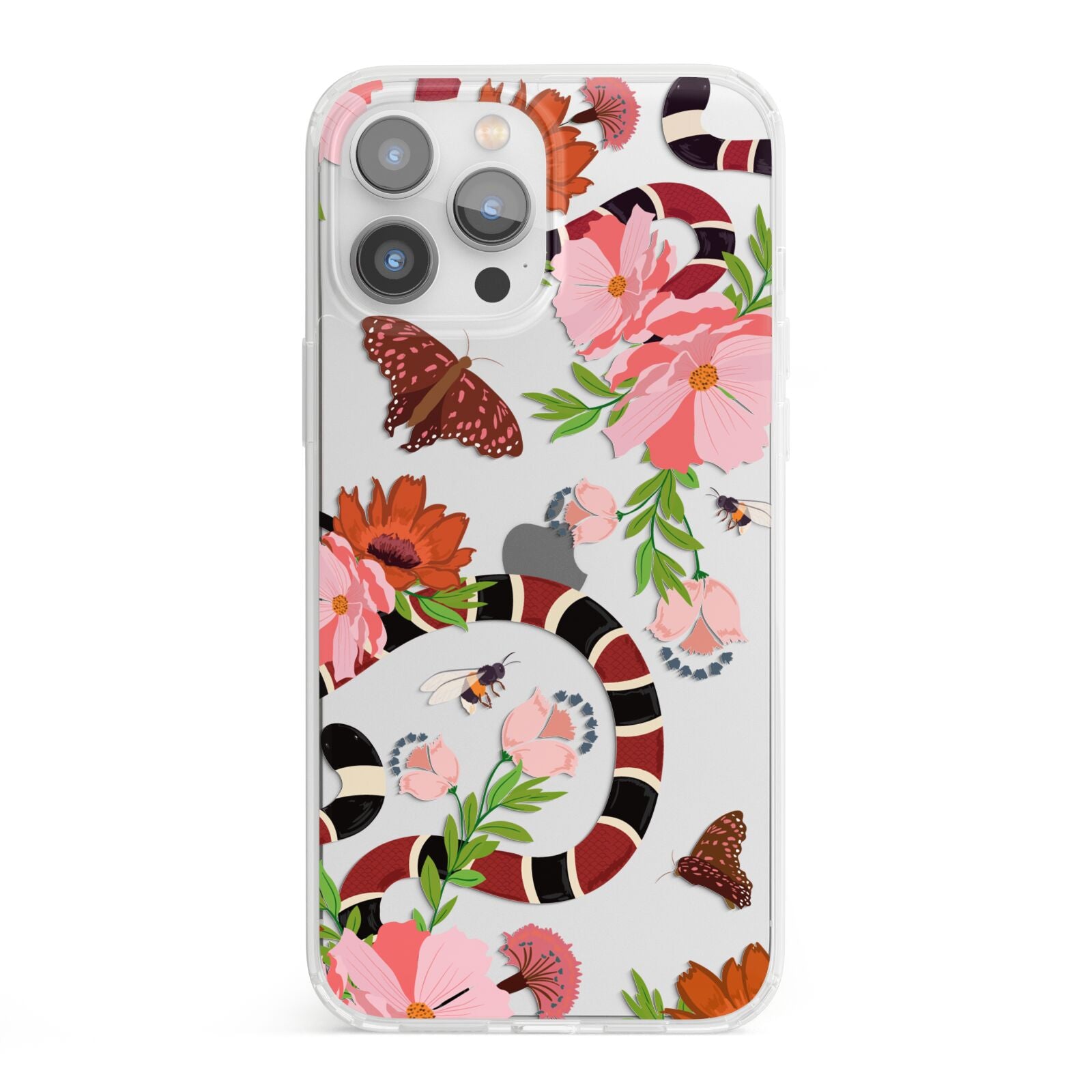 Floral Snake iPhone 13 Pro Max Clear Bumper Case