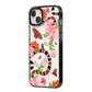 Floral Snake iPhone 14 Plus Black Impact Case Side Angle on Silver phone