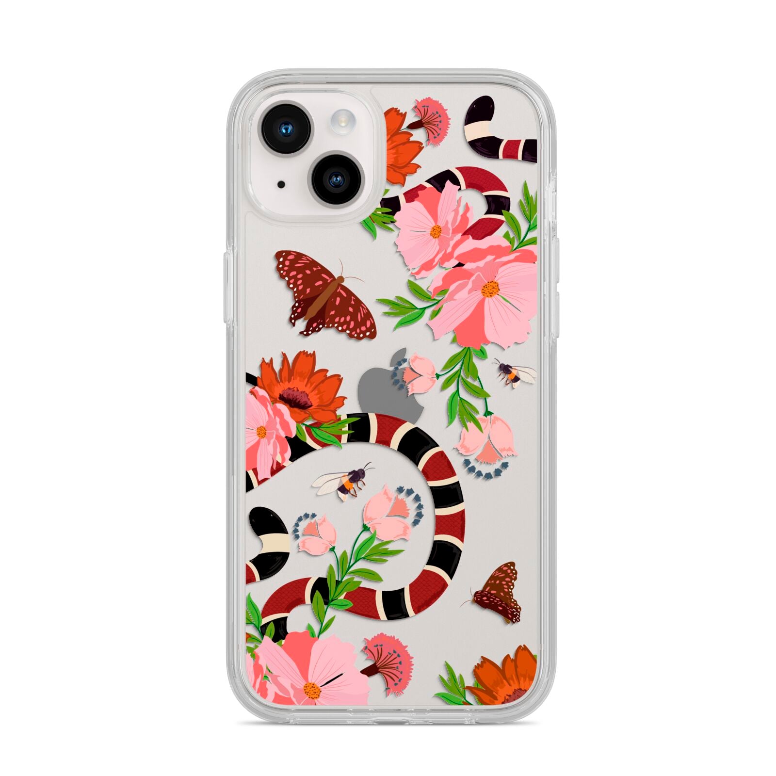 Floral Snake iPhone 14 Plus Clear Tough Case Starlight