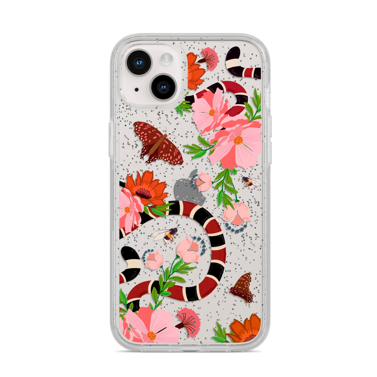 Floral Snake iPhone 14 Plus Glitter Tough Case Starlight