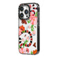 Floral Snake iPhone 14 Pro Black Impact Case Side Angle on Silver phone