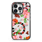 Floral Snake iPhone 14 Pro Black Impact Case on Silver phone