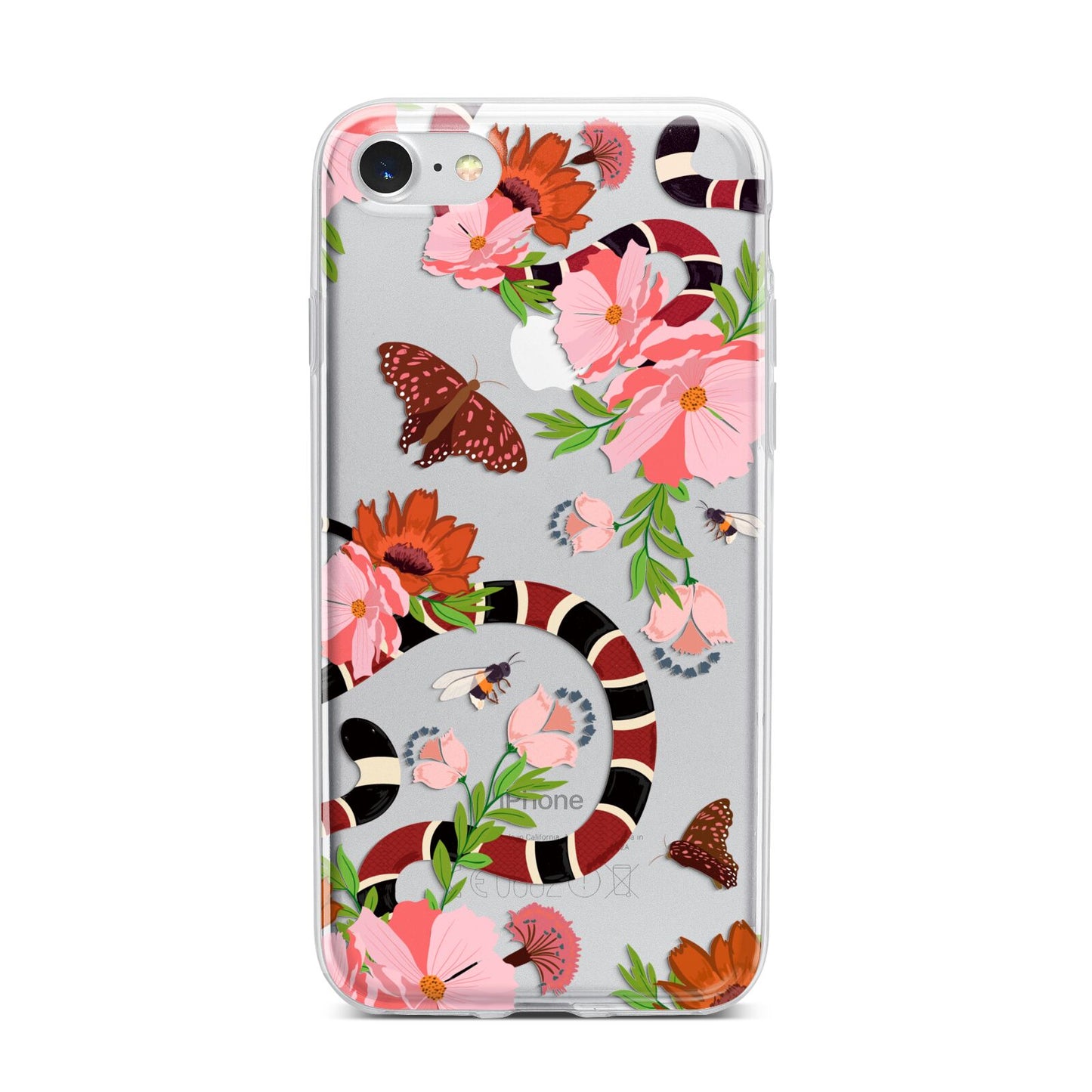 Floral Snake iPhone 7 Bumper Case on Silver iPhone