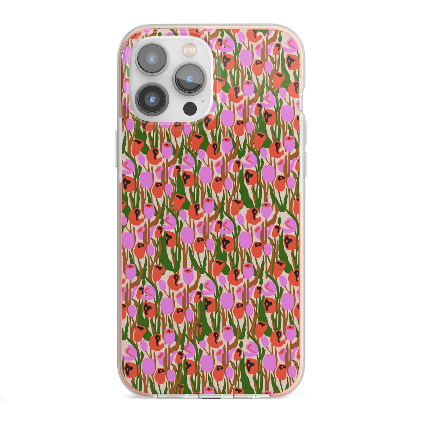 Floral iPhone 13 Pro Max TPU Impact Case with Pink Edges