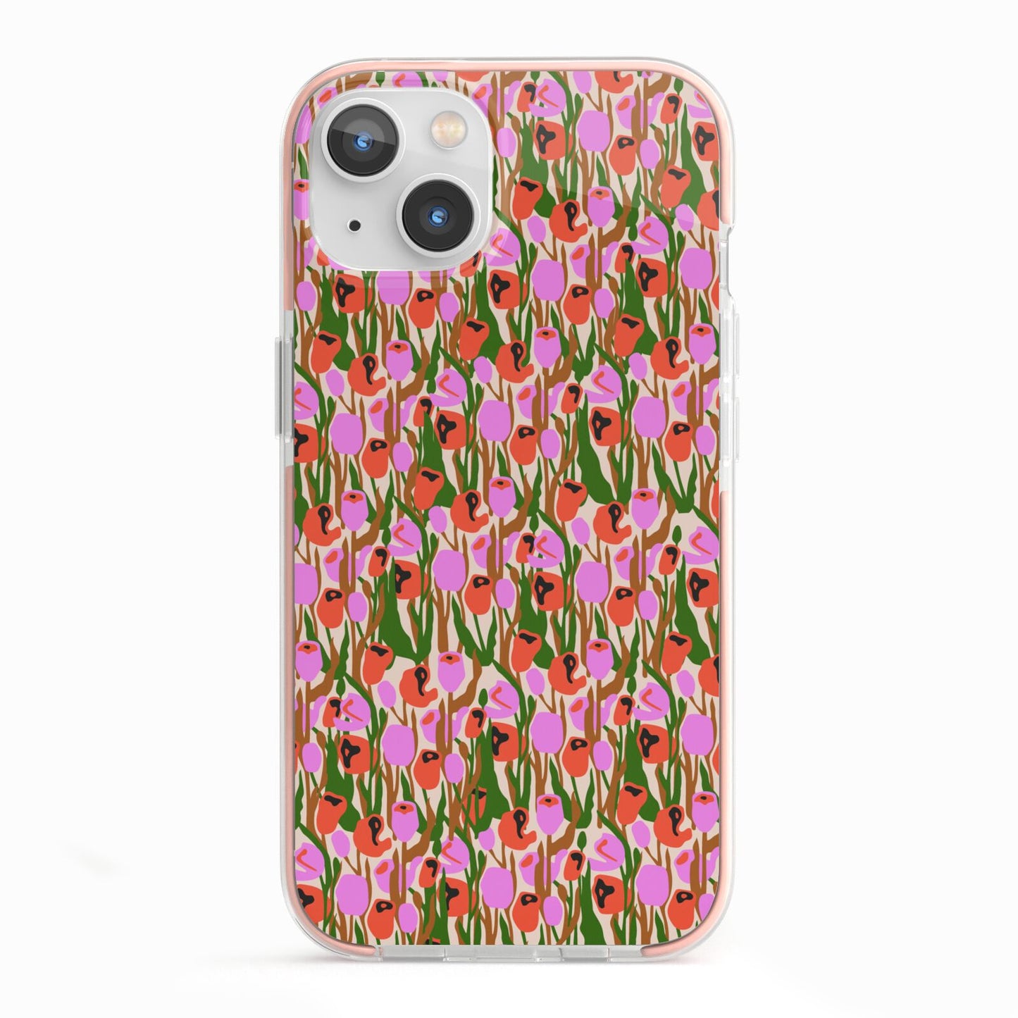 Floral iPhone 13 TPU Impact Case with Pink Edges