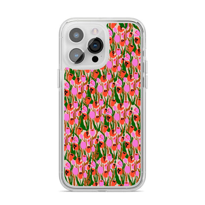 Floral iPhone 14 Pro Max Clear Tough Case Silver