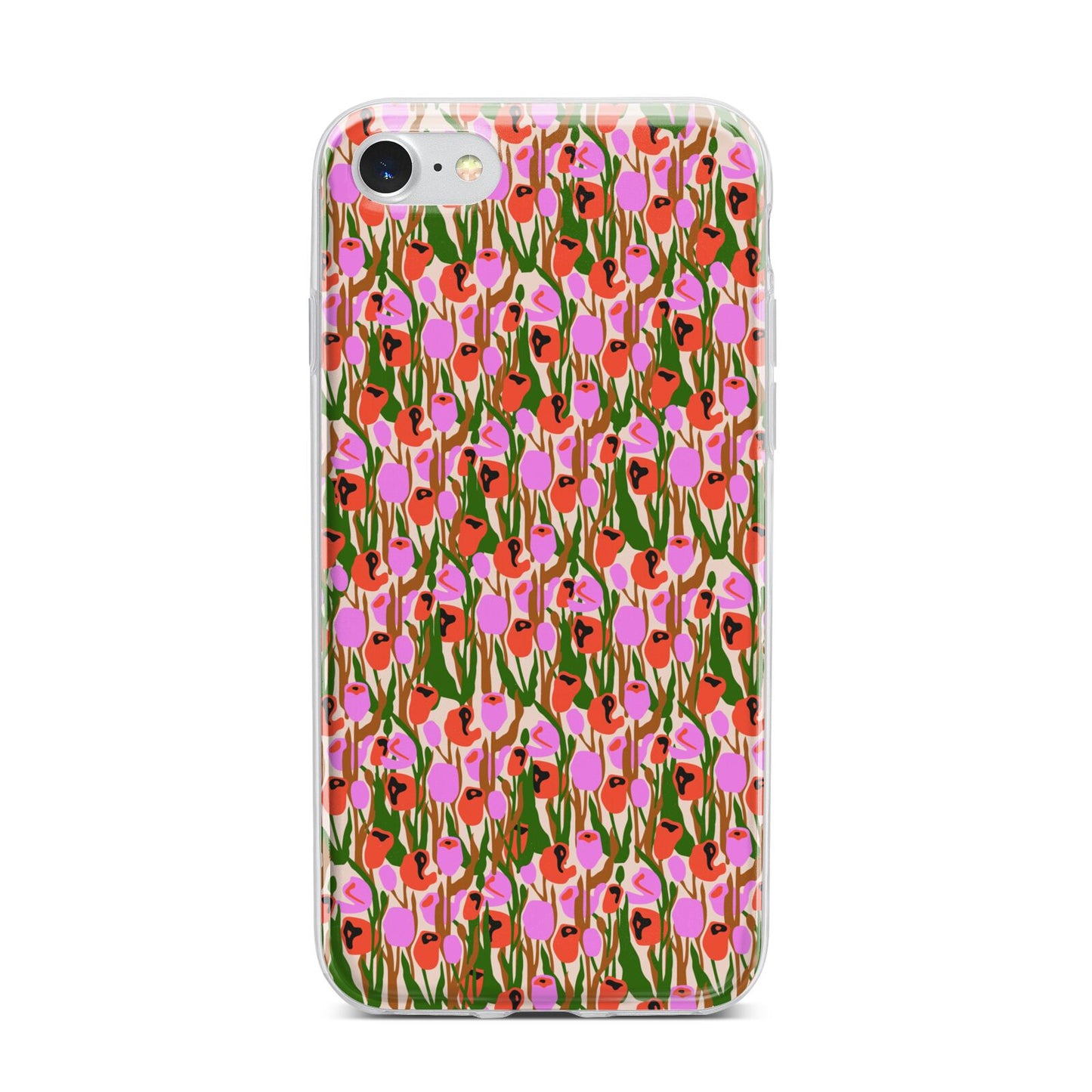 Floral iPhone 7 Bumper Case on Silver iPhone