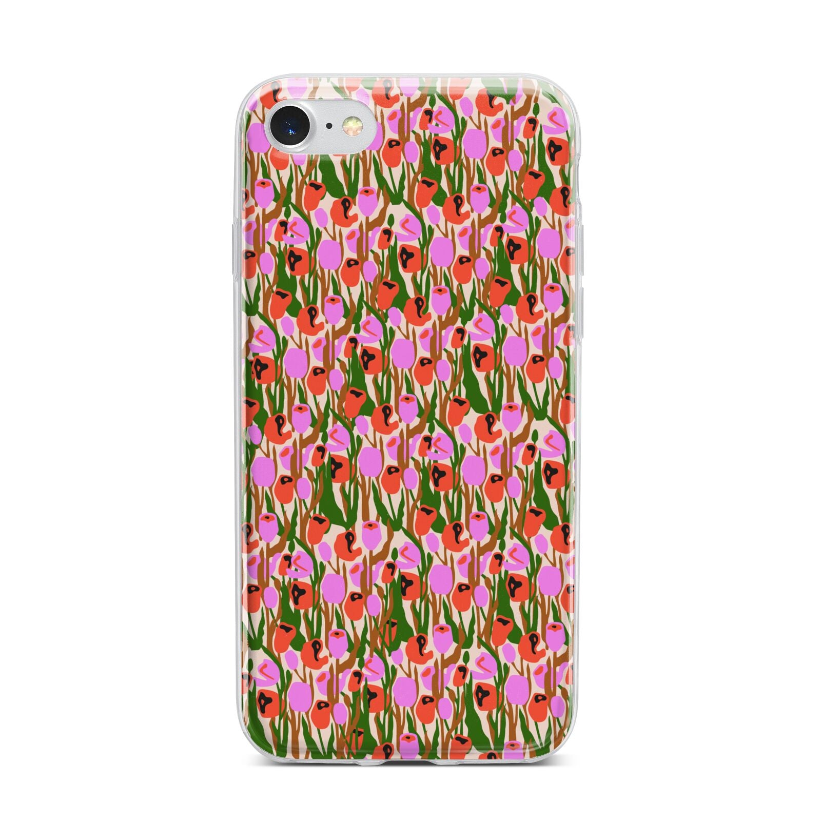Floral iPhone 7 Bumper Case on Silver iPhone