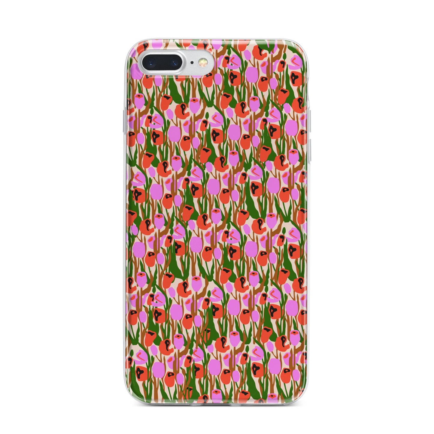 Floral iPhone 7 Plus Bumper Case on Silver iPhone