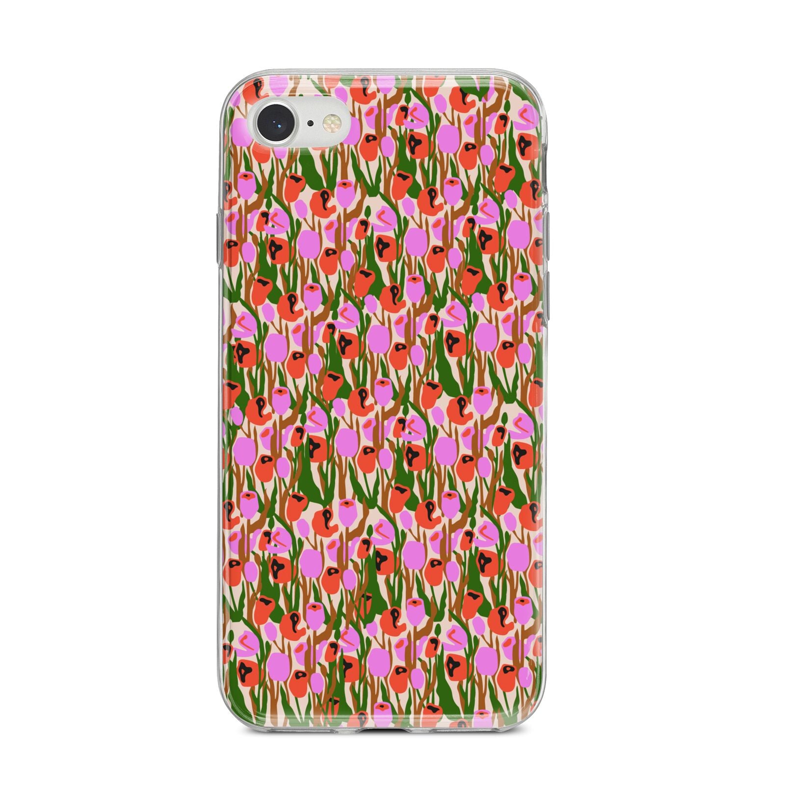 Floral iPhone 8 Bumper Case on Silver iPhone