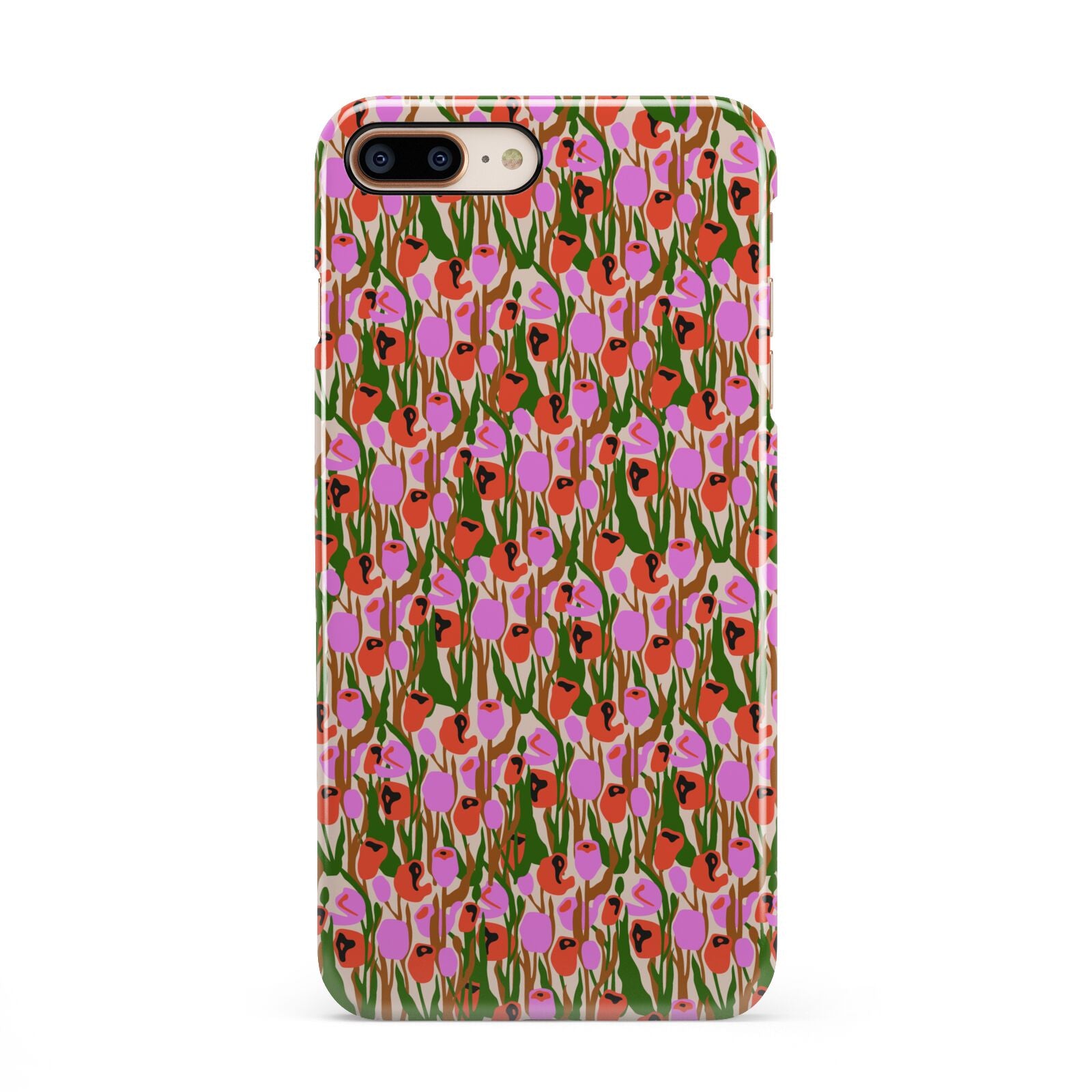 Floral iPhone 8 Plus 3D Snap Case on Gold Phone